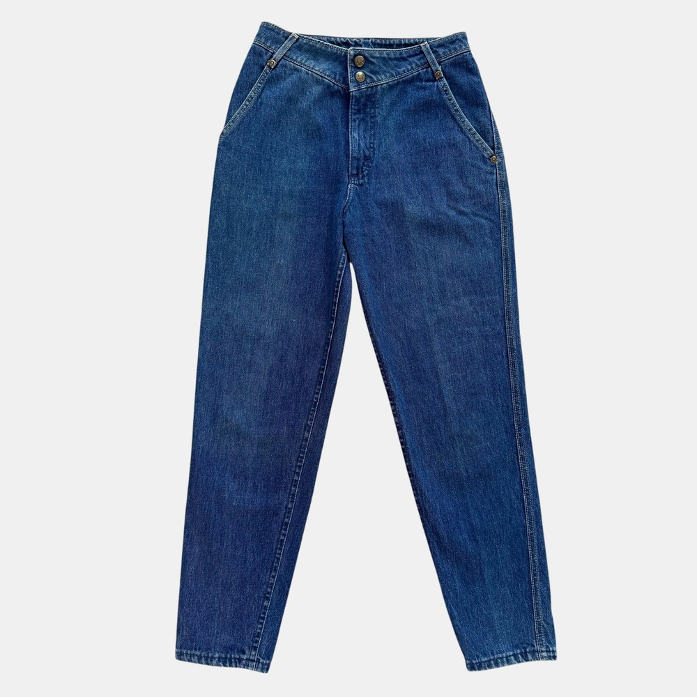 Vintage Lee Mid Rise Tapered Mom Jeans Women's Sz 25x27 0 2 Blue Y2K 80s 90s USA